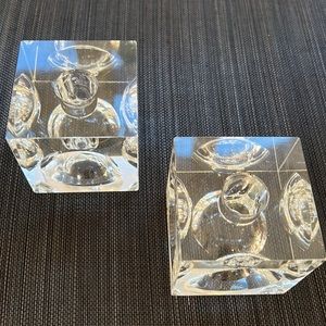 VTG MCM Pair Crystal Candle Sticks /Cubes